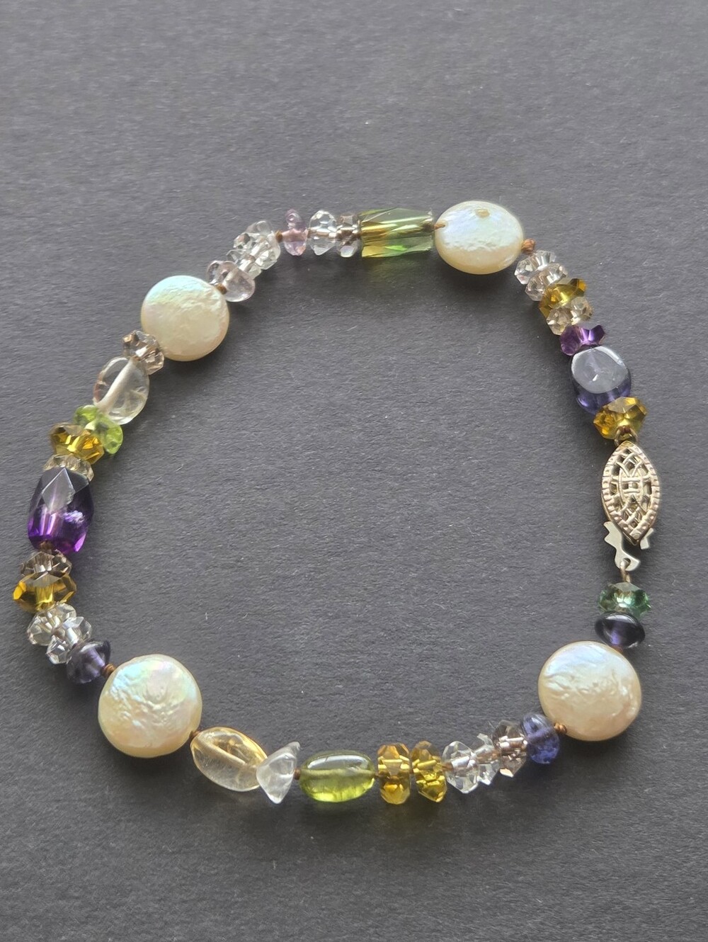 Multicolor Freshwater Pearl & Crystal Stretch Bracelet